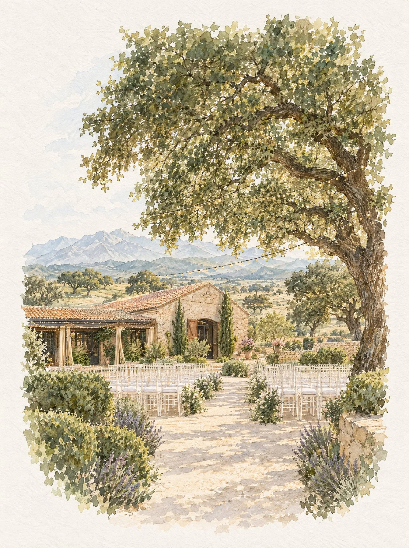 Ilustración en acuarela de El Jaral de la Mira
